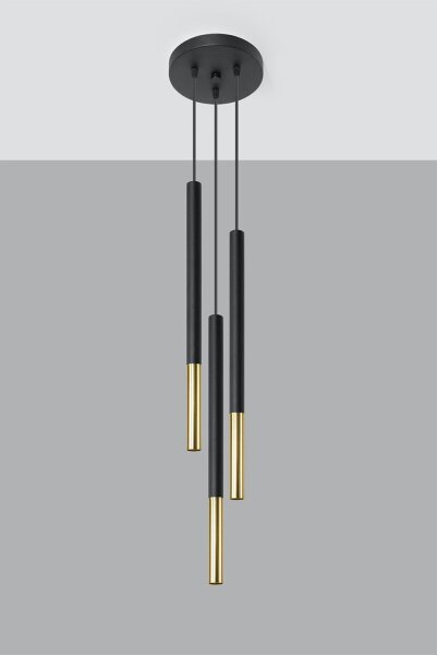 Lampe à suspendre Noir Or 3 flammes G9 Ø 20 cm Métal