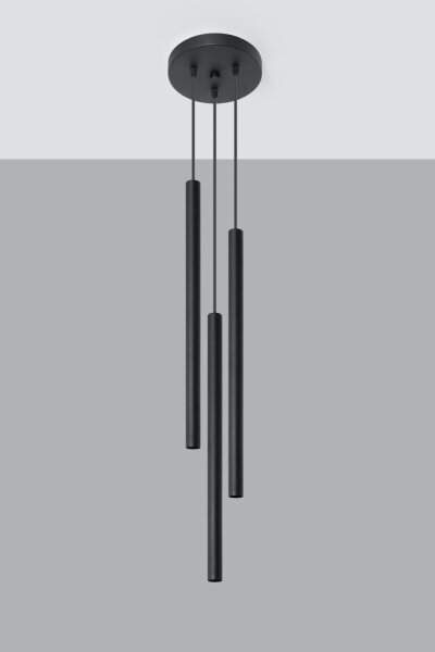 Lampe à suspendre minimaliste noire Ø20cm 3x G9 PETERA