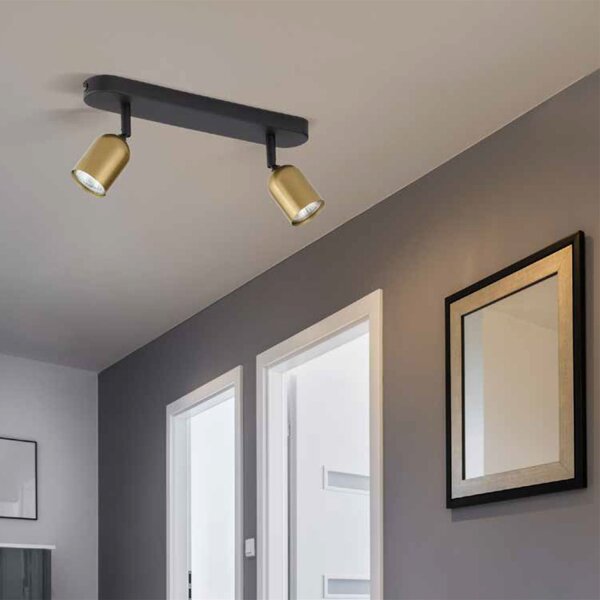Deckenstrahler flexibel in Schwarz Gold 4-flammig GU10