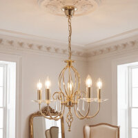 Premium Kronleuchter Messing Metall Glas E14 Ø48 cm