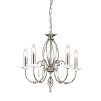 Lustre Premium en métal nickelé 5 flammes