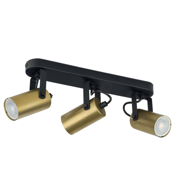 Deckenstrahler Metall Schwarz Gold 3-flammig GU10