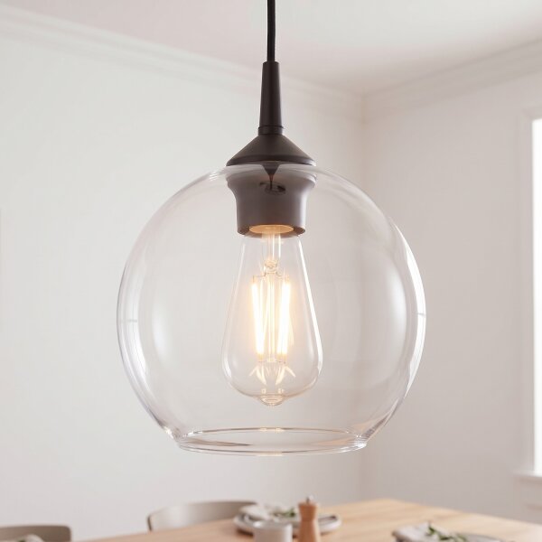 Pendelleuchte Ø 18 cm E27 Glas Kugel verstellbar
