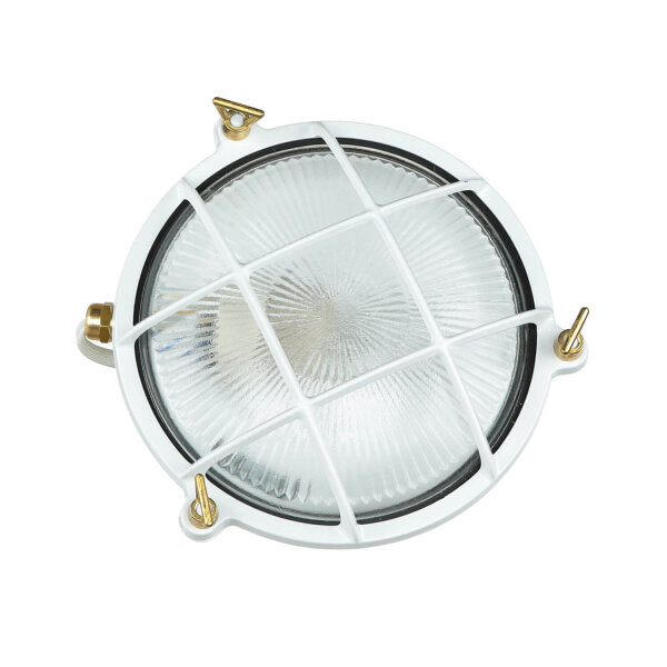 Außenlampe Weiß Messing Glas Ø 21 cm E27 IP64 SERIFOS