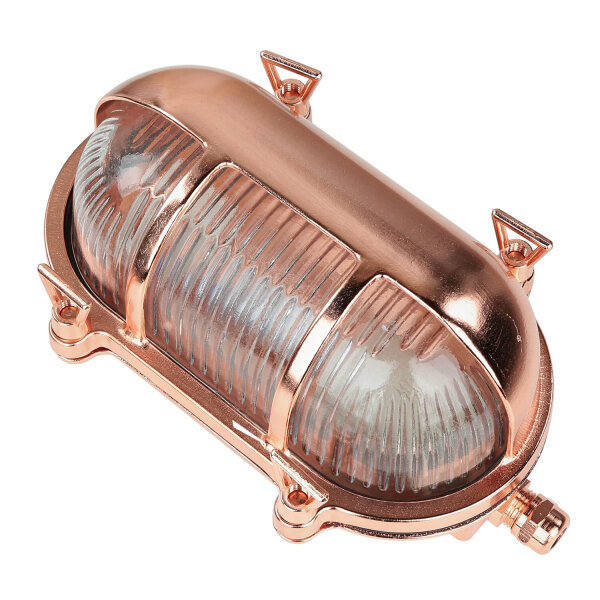 Lampe dextérieur laiton verre cannelé Maritim IP64 E27 cuivre