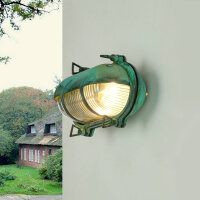 Außenleuchte Wand Maritim Grün Messing Glas IP64