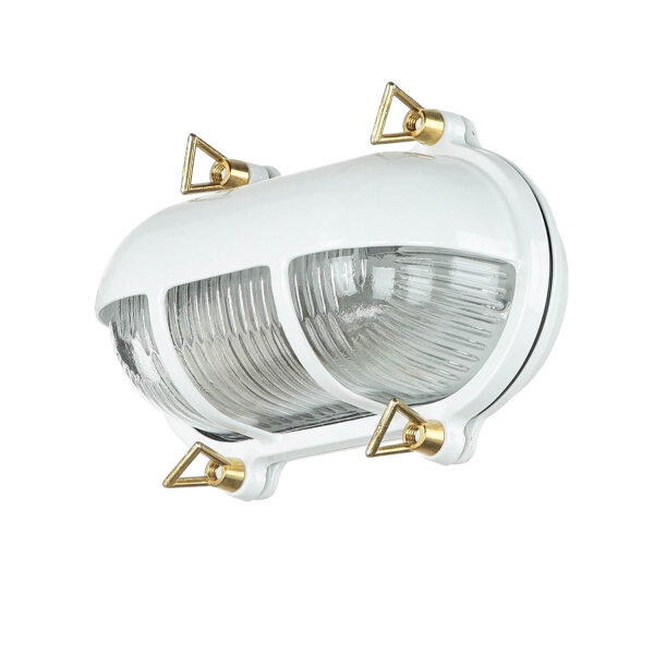 Lampe dextérieur murale IP64 laiton verre cannelé Maritim E27