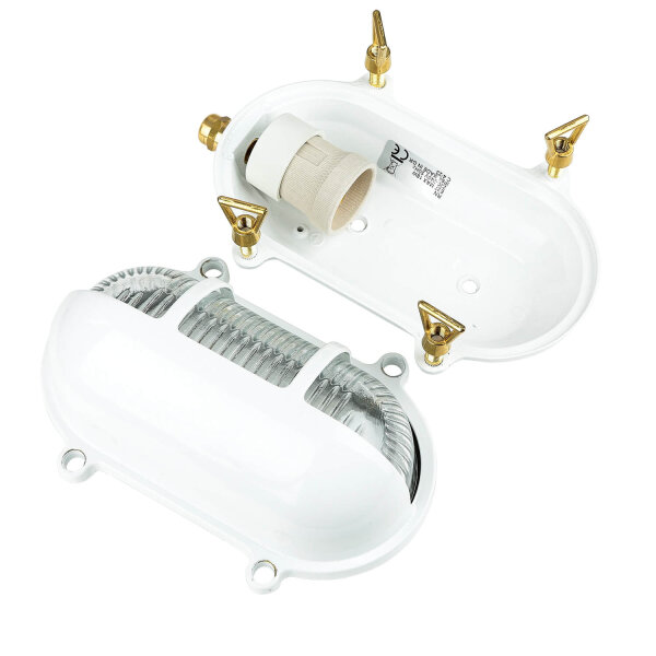 Lampe dextérieur murale IP64 laiton verre cannelé Maritim E27