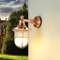 Au&szlig;enlampe Wand E27 IP64 in Kupfer Glas Messing...