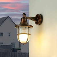 Au&szlig;enwandlampe IP64 in Kupfer antik Glas Messing E27
