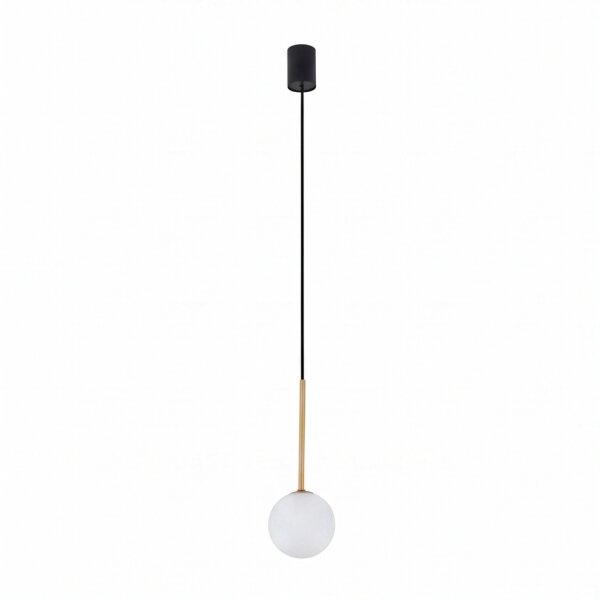 Pendelleuchte Kugel Schirm Ø 16 cm in Schwarz Weiß Gold G9