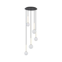 Suspension à 5 flammes G9 en noir blanc or mat