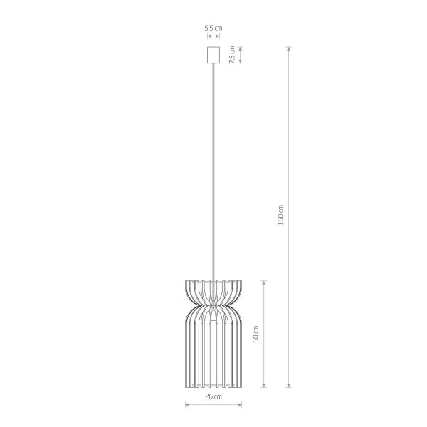 Hängeleuchte E27 Ø 26 cm Weiß Natur Holz Metall wohnlich