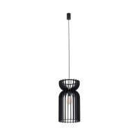 Lampe à suspendre noire E27 bois réglable...