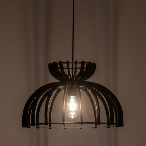 Schwarze Hängelampe Holz Metall Ø 48 cm E27 verstellbar
