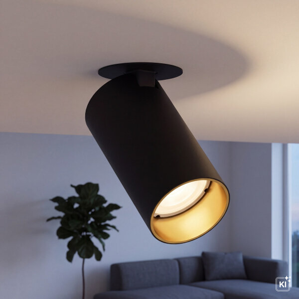 Spot Lampe encastrée en noir or GU10 orientable
