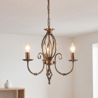 Lustre élégant en laiton antique 3 bras...