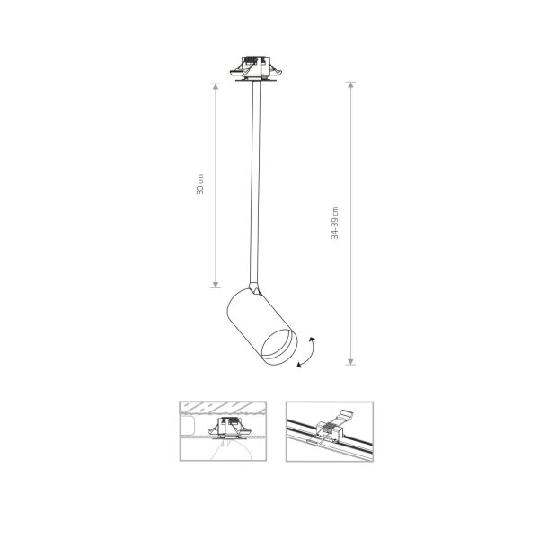 Einbauleuchte Messing Metall verstellbar Modern H: 34-39 cm
