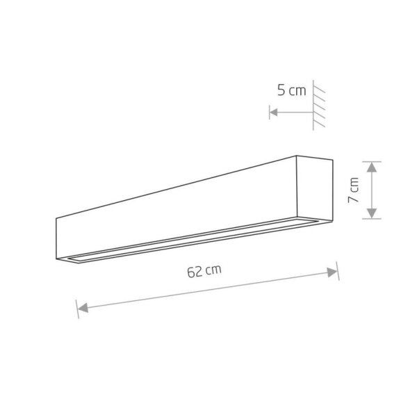 Applique Up Down intérieur L : 62 cm incl. LED T8 3000 K blanc chaud