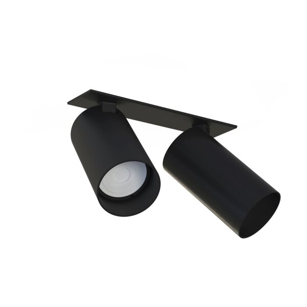 Deckenspot 2-flammig GU10 Schwarz Metall Unterputz