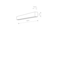 Applique murale indirecte 62 cm de long Up Down 3000 K T8...