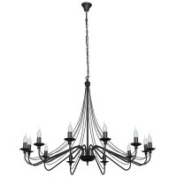 XXL Lustre Noir 12 flammes Ø85cm Rustique