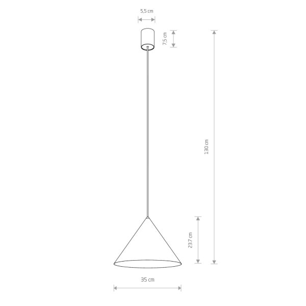 Suspension Ø 35 cm GU10 Noir Métal Abat-jour conique