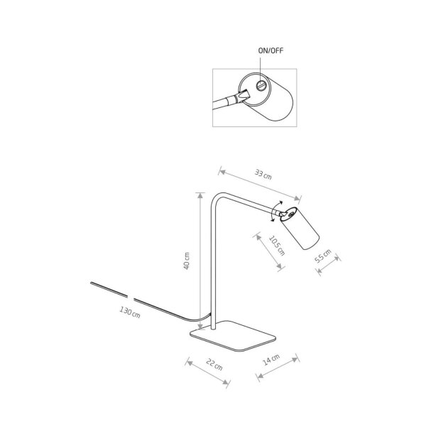 Lampe de bureau Blanc Or GU10 40-45 cm Métal Moderne