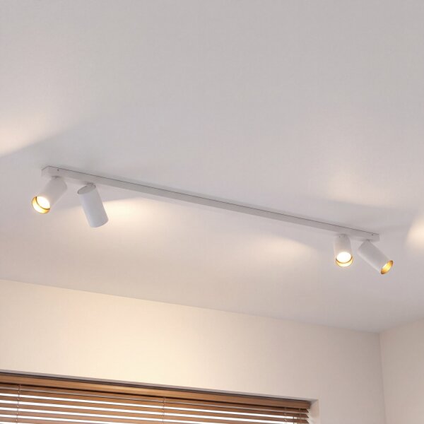 Projecteur de plafond 4-flamme GU10 en blanc or 118 cm apparent
