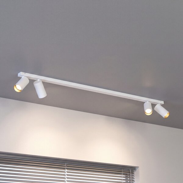 Projecteur de plafond 4-flamme GU10 en blanc or 118 cm apparent