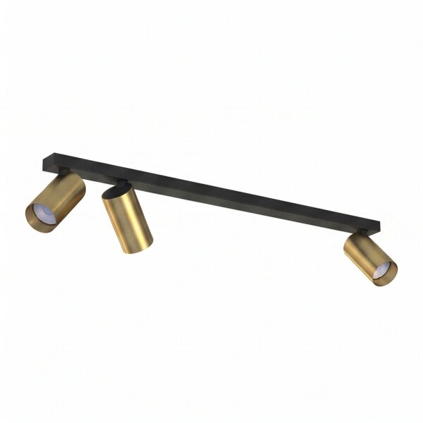 Deckenspot 3-flammig in Messing Schwarz GU10 70 cm