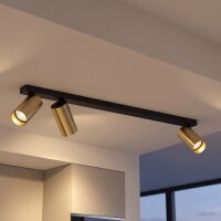 Deckenspot 3-flammig in Messing Schwarz GU10 70 cm
