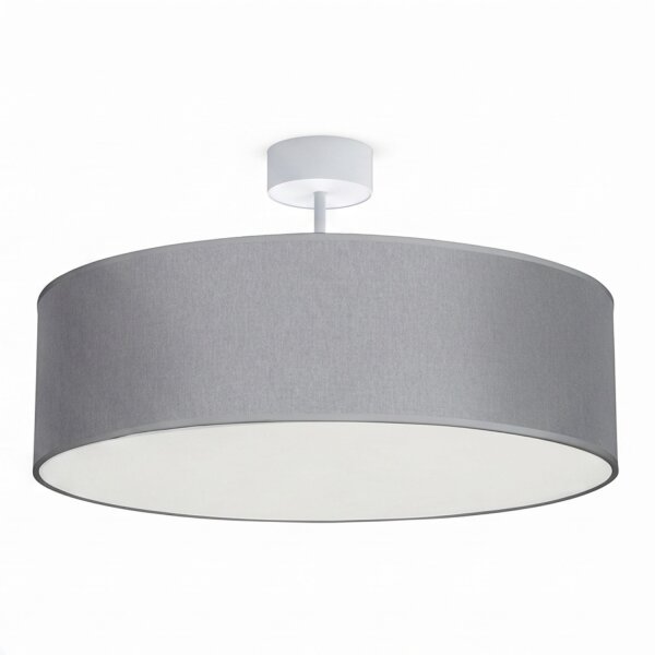Plafonnier Tissu Ø 50 cm rond pour 3x E27 Gris Moderne