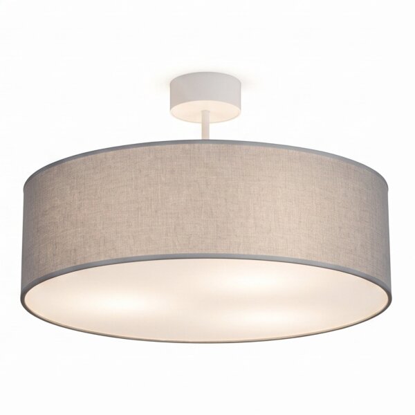 Plafonnier Tissu Ø 50 cm rond pour 3x E27 Gris Moderne
