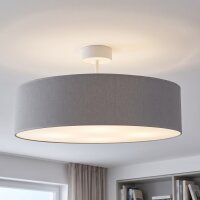 Plafonnier Tissu Ø 50 cm rond pour 3x E27 Gris...