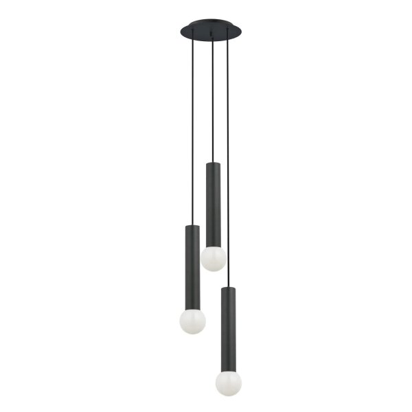 Pendelleuchte 3-flammig Schwarz E27 Metall Modern verstellbar
