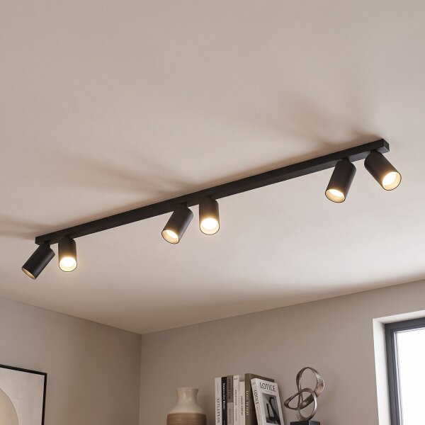 Spot de plafond 6 flammes GU10 2 m de long XXL Noir Moderne