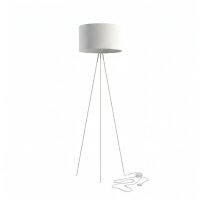 Tripod Lampadaire Blanc E27 156 cm Métal Tissu