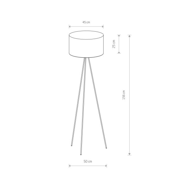 Dreibein Stehlampe E27 156 cm in Schwarz Gold Metall Stoff