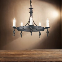 Lustre Suspendu Noir Rustique Rond CAMELOT