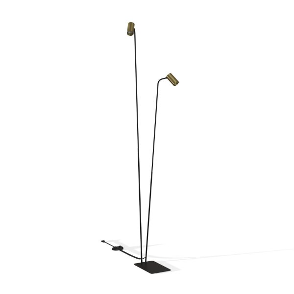 Stehlampe 2-flammig GU10 212-216 cm in Schwarz Messing
