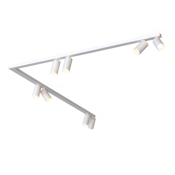 Deckenstrahler 8-flammig GU10 2x 1,5 m Weiß Metall verstellbar
