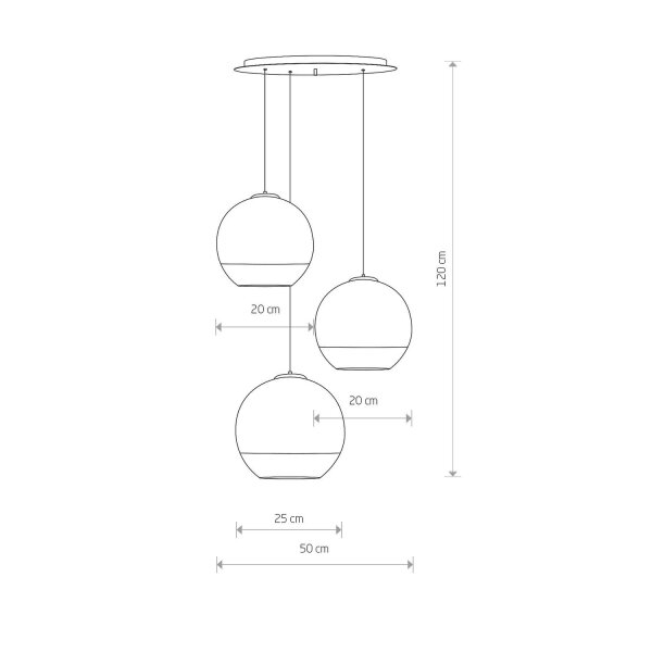 Pendelleuchte 3-flammig Schwarz Chrom E27 Glas Metall