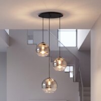 Pendelleuchte 3-flammig Schwarz Chrom E27 Glas Metall