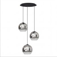 Suspension 3 flammes noir chrome E27 verre métal