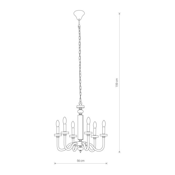 Kronleuchter verstellbar bis 1,59 m 6-flammig E14 Chrom