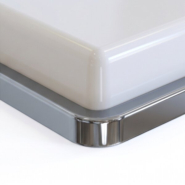 Plafonnier IP44 Chrome Blanc L : 25 cm carré 2x E27