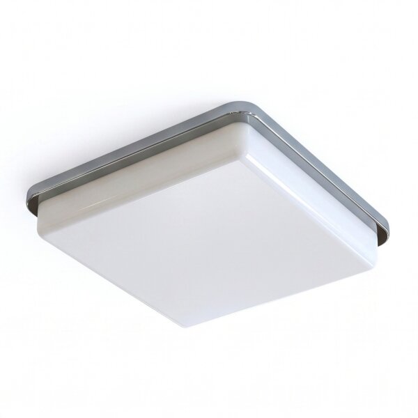 Deckenlampe IP44 Chrom Weiß quadratisch E27 Badezimmer