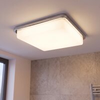 Plafonnier IP44 Chrome Blanc Carré E27 Salle de bain
