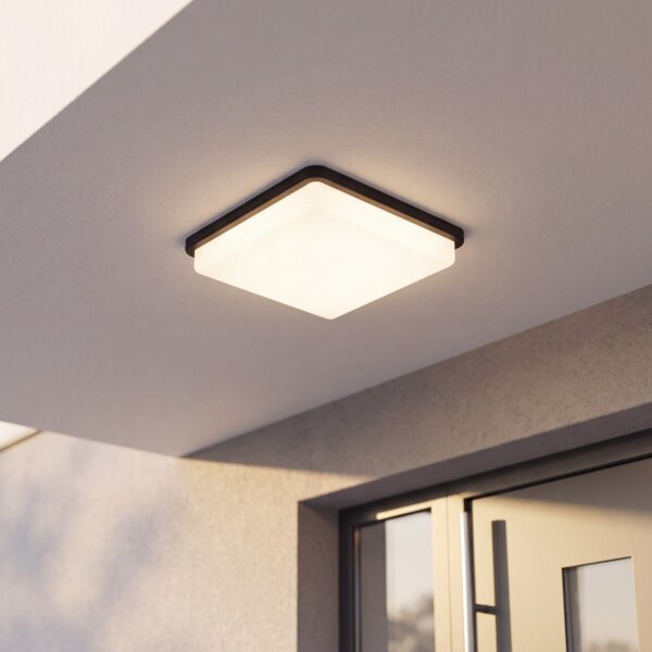 Plafonnier rectangulaire IP44 E27 Noir Blanc Moderne L : 25 cm